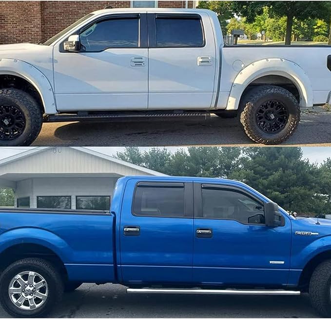 in-Channel Rain Guards Window Visors Side Wind Deflectors Vent Guard Shade for Ford F-150 SuperCrew/Crew Cab 2009-2014,Sun 194155,in Channel 4-Pieces Set