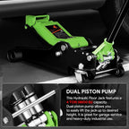DNA Motoring Low Profile Hydraulic Trolley Service/Floor Jack, 4 Ton (8000 lbs) Capacity, Lifting Range 4.5"-20", Green, TOOLS-00307-GR