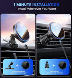 Magnetic Car Mount Charger 15W Magnetic Wireless Car Charger for iPhone 17 Accessories Magnetic Phone Holder for Car 3 in 1 Magnetic Car Mount for iPhone17Pro/16/15/14/13/12 Series Gifts for Men Women