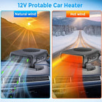 200W Portable Car Heater, 12 Volt Heaters for Cars, Auto Vehicle Windshield Defogger Defroster,2 in 1 Fast Heating & Cooling, Auto Ceramic Heaters Fan 360 Degree Rotary Defroster Defogger