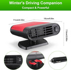150W 12V Car Heater, Fast Heating 3-in-1 Portable Auto Defroster & Defogger with 360° Adjustable Vent, Quick Heat Fan for Windshield Winter Warming