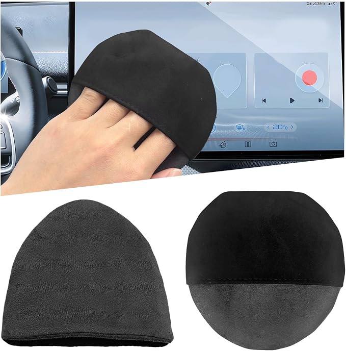 2 PCS Car Screen Cleaner, Microfiber Auto Screen Cleaning Pad, Foldable Touch Screen Cleaner Cloth for Vehicle Dashboard LCD Display, Car Cleaning Kits (Triangle+Round)