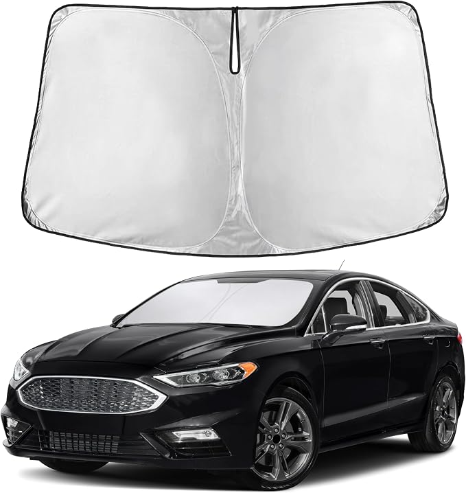 Windshield Sunshade Compatible for Ford Fusion 2013-2019 2020 2021, Sun Visor for Front Windshield & Window Sun Shade Cover, UV Heat Blocker & Protector, Car Accessories