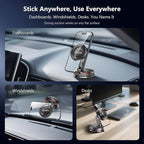 for MagSafe Car Mount [2-Axis Design] Nano Adhesive Gel + Suction Cup Magnetic Phone Holder for Dashboard & Windshield, 360° Adjustable for iPhone 17 16 15 14 13 12 11, Samsung, Carbon Fiber
