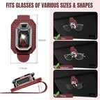2PCS Sunglass Holder for Car Visor, Faux Leather Eyeglass Holder Clip for Car Sun Visor Organizer, Universal One Handed Operation Sun Glass Hanger, Car Interior Accessories for Women Man