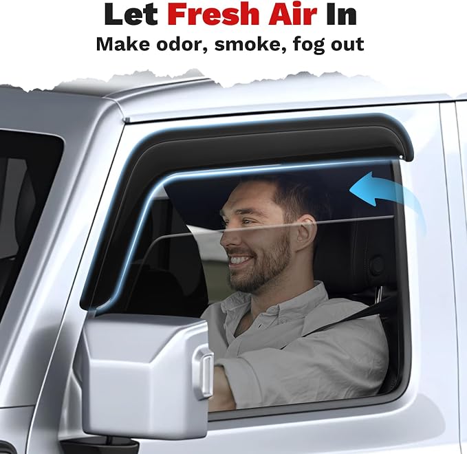 Wrangler JL Rain Guards - Window Visors for Jeep Wrangler JL 2018-2025 2026, Outside-Mount Tape-On Side Window Wind Deflectors for Wrangler JL Accessories, Vent Visors Shades Rainproof 4PCS