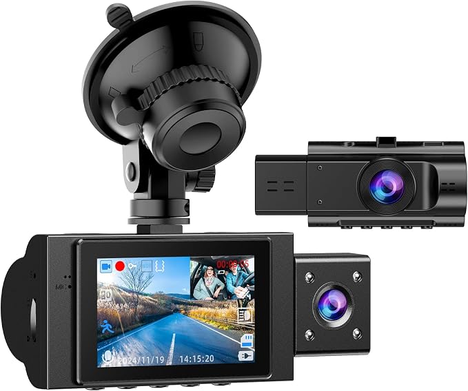 Dual Dash Cam Front and Inside FHD 1080P Dash Camera for Cars Dashcams for Cars with Infrared Night Vision, Car Camera Driving Recorder 24H Park Monitor Motion Detection G-Sensor for Taxi Uber