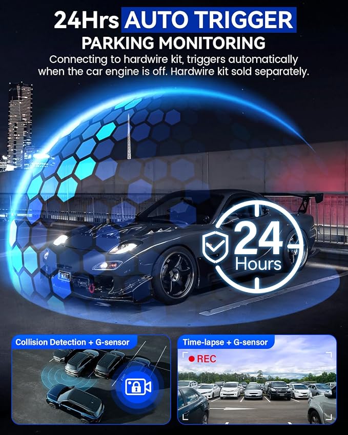 4K+4K Dash Cam Front and Rear, 5G Wi-Fi 64GB SD Card Included, STARVIS Dash Camera for Cars, 3 Inch IPS Screen, Dual Channel HDR Night Vision, 24H Parking Mode, 170° Widude Angle, G-Sensor