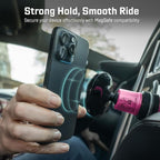 MobNetic Maxx MS - MagSafe Compatible Car Phone Mount w/ 90º Tilt, 360º Rotation & Durable Aluminum Build, Magnetic Holder for iPhone & Android Devices, USA Assembled - Pink