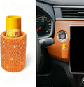 Upright Car Chapstick Holder, Bling Insulating Lip Balm Holder,Rhinestone Car Accessories for Women Interior,Suitable for Most Vehicles. (Orange)