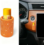 Upright Car Chapstick Holder, Bling Insulating Lip Balm Holder,Rhinestone Car Accessories for Women Interior,Suitable for Most Vehicles. (Orange)