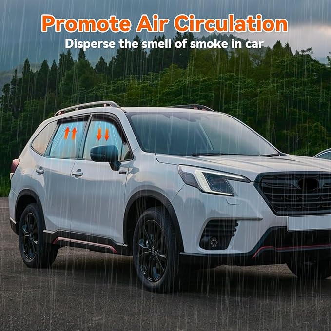 Set of 4 Window Visors Compatible with 2019-2024 Forester, Front+Rear Smoke Tint Sun Rain Guard Vent Outside Mount Tape On Style Acrylic 4 Pcs