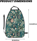 William Morris Teal Green Blue Vintage Floral Botanical Pattern Car Seat Back Kick Protectors Kick Mats With Storage Pockets For Vehicles To Protect From Dirt Mud Scratches 2 Pack