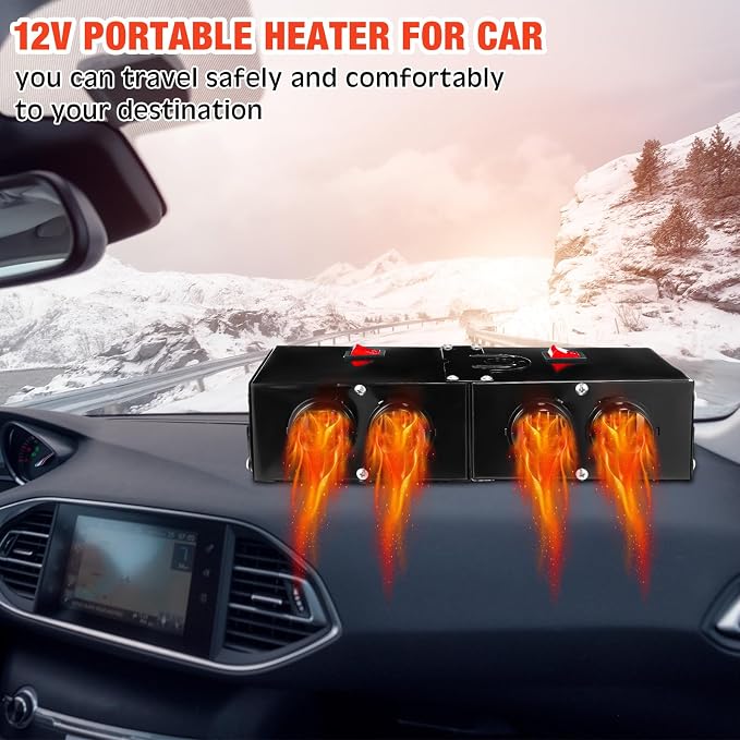 500w Car Heater 12 Volt Camping Heaters Windshield Heater Kit Window Defogger Defroster for Winter Automobile Windscreen Car Camper (12v)