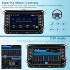 [Type-C+USB] 4G+64G Car Radio for VW Jetta Seat Passat Tiguan Golf Skoda with Wireless Carplay/Android Auto, 7 Inch IPS Touch Screen Car Stereo with Android 13 DSP Audio GPS WiFi Bluetooth