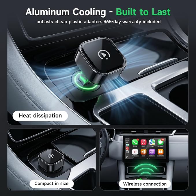 Wireless CarPlay Adapter for iPhone, Auto Connect Smartphone to Car, Plug & Play Dongle for Daily Commuters, 2026 Upgrade Converts Wired to Wireless, No Delay for Navigation & Music