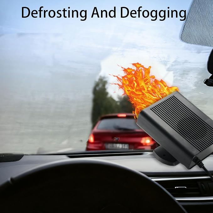 Car Heaters for Vehicle - 12V 150W Portable Heater & Defroster with Quick-Heating Technology, Windshield Defogger for Cars, SUVs, Trucks, Cigarette Lighter Plug-in