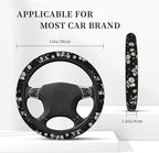 Black and White Daisies Elastic Steering Wheel Cover, Non-Slip Breathable Neoprene Steering Wheel Covers, Women Pink Car Accessories, Universal 15 Inch Fit Auto, Suvs, Truck