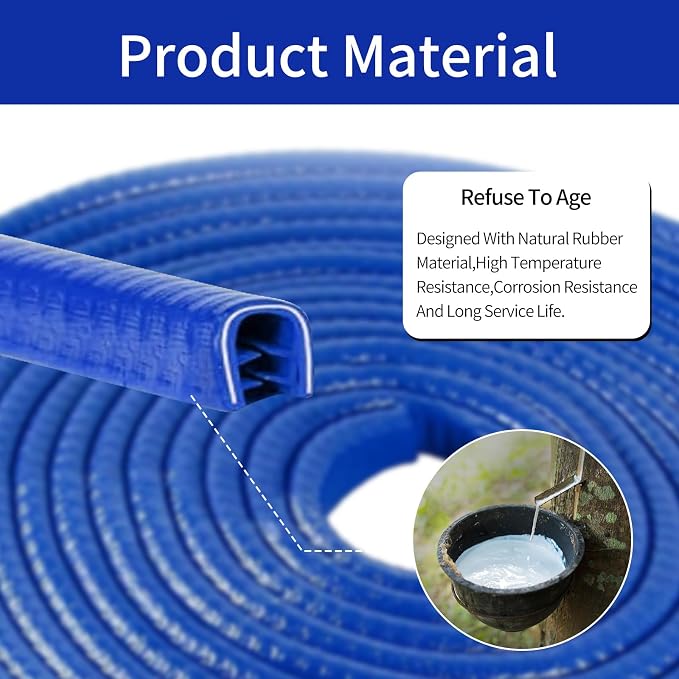 Car Door Edge Guards, 16Ft Rubber Seal Car Door Edge Trim, U Shape Door Edge Protector Guard, Aluminum Weather Proofing Automotive Door Edge Molding, Protection for Most Cars (Blue)