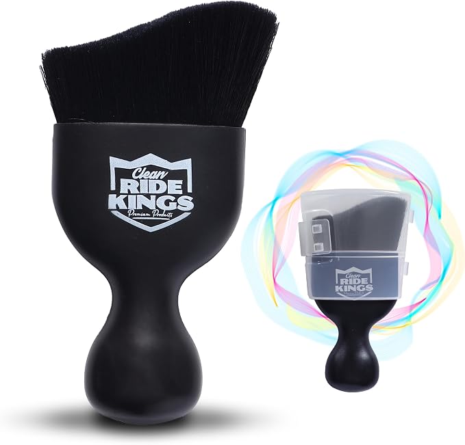 Car Interior Detailing Brush - Black | Sweeps dust from auto vents, dash & buttons. Soft bristles with cover. Ideal cleaning supply gift for men and women.