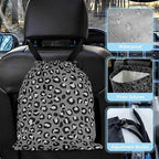 Grey Leopard Pattern Car Trash Bag - Waterproof Car Trash Bag Hanging Leakproof Car Garbage Bag - Washable Reusable Trash Bag For Car Interior Hanging Organizer Storage Vehicle Travelling Camping
