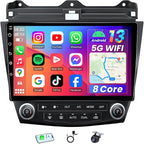 [8Core 4G+64G] Car Radio for Honda Accord 7th 2003-2007: 10.1'' HD Touch Screen Stereo with Wireless CarPlay Android Auto 5G WiFi Bluetooth GPS FM AM 36EQ DSP SWC 1080P Backup Camera