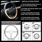 Microfiber Leather Steering Wheel Cover Large-Size for F150 F250 F350 Ram 4Runner Tacoma Tundra Range Rover Model S X with 15 1/2 inches-16 inches Outer Diameter Beige
