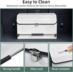 Car Trunk Organizer, Leather Collapsible Trunk Organizer for suv with Lid and Push-pull Handle Car Trunk Storage Organizer for Cars, SUV, Minivan, Truck, Sedan (White)