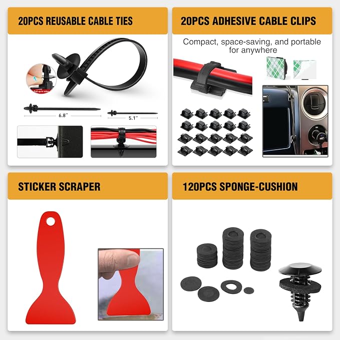 330Pcs Trim Removal Tool, Auto Push Pin Bumper Retainer Clip Set Fastener Terminal Remover Tool Adhesive Cable Clips Pry Kit Car Panel Radio Removal Auto Clip Pliers, Red