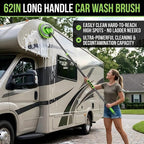 62'' Car Wash Brush Kit with Long Handle, Microfiber Car Wash Mop Mitt Scratch-Free Car Detailing Care Kit Car Cleaning Brush Supplies for Cars RV SUV Truck Boat