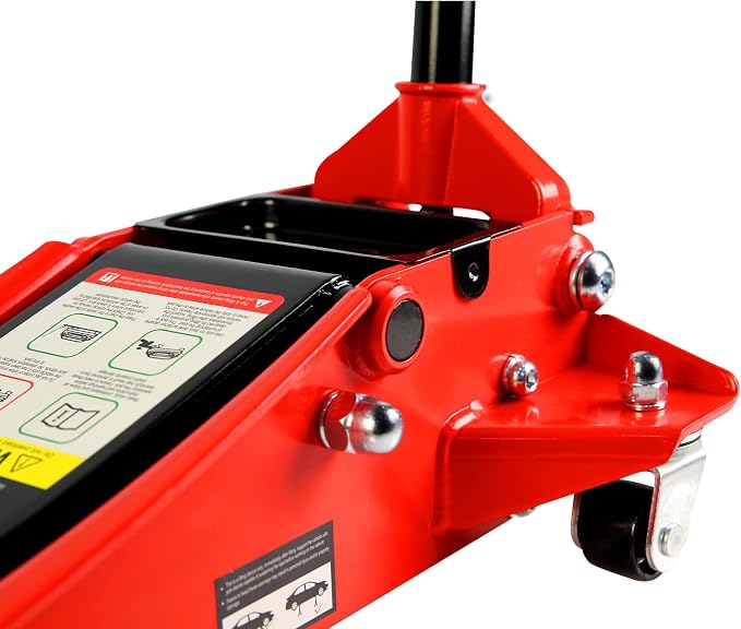 Floor Jack, Professional Heavy Duty Hydraulic Floor Jack, Low Profile Floor Jack, Steel Racing Floor Jack w/2 Piston Quick Lift Pump, Floor Jack Lifting 3.3"-19.7" 3 Ton(6000lb) Capacity Red