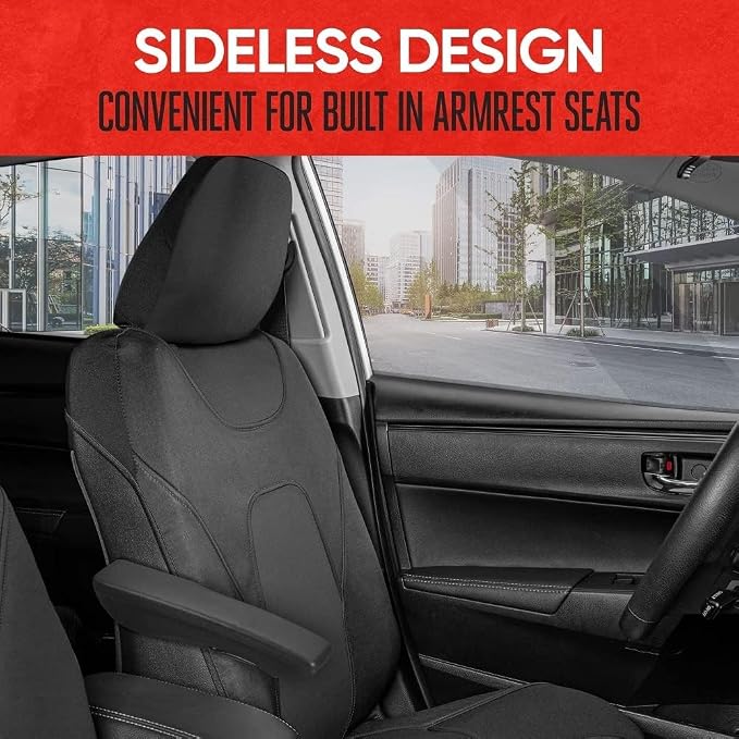 AquaShield Waterproof Front Seat Covers, Black Seat Covers for Cars – Neoprene Front Car Seats Cover, SUV Seat Covers Protector - Car Interior Cover for Auto, Trucks, & Dog Owners