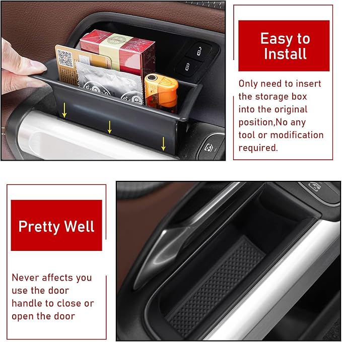 Door Organizer Tray Compatible with 2020-2025 Mercedes Benz GLB X247, 2 Pcs Door Handle Pocket Storage Box Insert for GLB 250 2020 2021 2022 2023 2024 2025