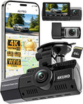 3 Channel Dash Cam Front and Rear Inside-4K+2.5K+2.5K, 4K Dash Cam, Free 64GB Card, WiFi Dashcam with GPS, G-Sensor,Loop Recording, HDR, 24H Parking Monitor, Car Dash Cam for Rideshare & Taxi