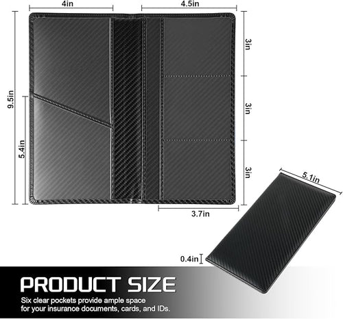 1Pack Car Registration and Insurance Holder,Car Document Holder for Cards License with Magnetic Shut,Vehicle Glove Box Car Organizer for Documents, Cards, License(Carbon Fiber Black)