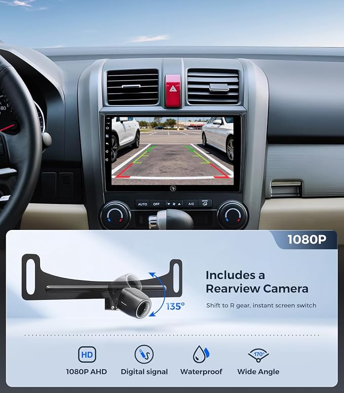 QLED Linux Car Stereo Radio for Honda CRV 2007-2011 Fast Boot Wireless CarPlay & Android Auto, Bluetooth AM/FM SWC Plug and Play