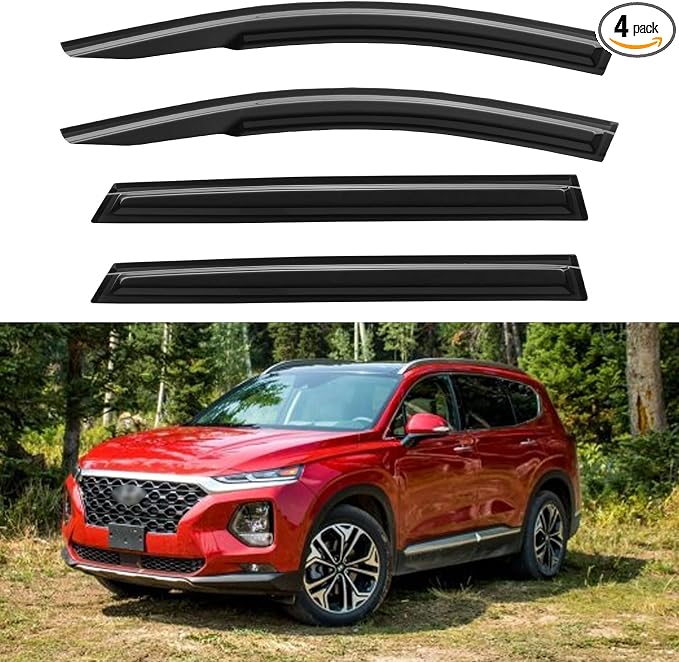 Window Visors Rain Guards for 2019 2020 2021 2022 2023 Hyundai Santa Fe, Out-Channel Window Vent Wind Deflectors Visors Shades for 19 20 21 22 23 Santa Fe