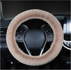 Fuzzy Steering Wheel Cover, 15 inch Soft Wool Fur Steering Wheel Protector, Fluffy Wheel Covers for Winter Warm, Car Interior Decoration Accessories for Women Men (Light Brown)
