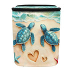 Turtle Starfish Heart Beach Print Car Trash Can with Lid, Leak Proof Auto Trash Bag Hanging Vehicle Garbage Can Multipurpose Storage Container for Back Seat Road Trip