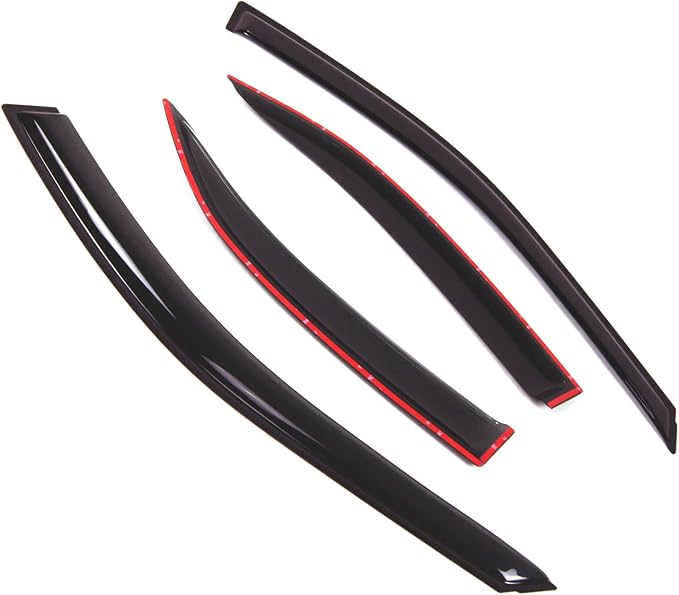 WD2-417 Dark Smoke 4 Pcs Set Window Visor (Outside Mount) Deflector Rain Guard Compatible with 2002-2006 Toyota Camry