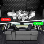 Car Trunk Organizer, Waterproof Collapsible Cargo Bag with 4 Pockets,Backseat Hanging Large Storage with Adjustable Straps, Sturdy Space Saver Frees Trunk Floor for SUV, Truck (Gray)