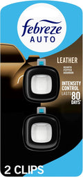 AUTO Air Freshener, Odor-Fighting Automotive Vent Clip, Scented Car Accessories, Long Lasting for Strong Odors, Leather, 2 Count