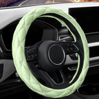 Cute Diamond Soft Leather Anti-Slip Steering Wheel Cover with Bling Bling Crystal Rhinestones, Universal 15 Inch for Women Girls, Fit Vehicles, Sedans, SUVs, Vans, Trucks - Neon Green