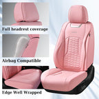 Coverado Front Car Seat Covers, Premium Nappa Leather Waterproof Front Seat Protectors, Universal Automotive Seat Covers Compatible with Most Vehicles (Pink)