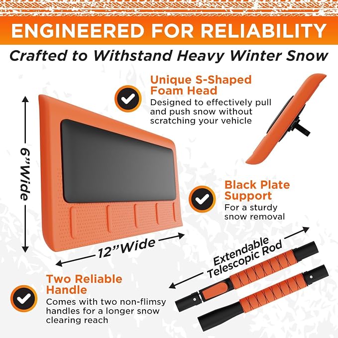 55" Ice Scrapers for Car Windshield and 270° Pivoting Non-Scratch Snow Brush Winter Car Kit with Snow Shovel Snow Brush for Cars and Snow Scraper with Extendable Snow Shovel for Car
