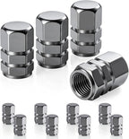 Car Tire Valve Stem Caps, 12pcs Air Caps Cover, Universal for Cars, SUVs, Bike, Trucks and Motorcycles-Grey