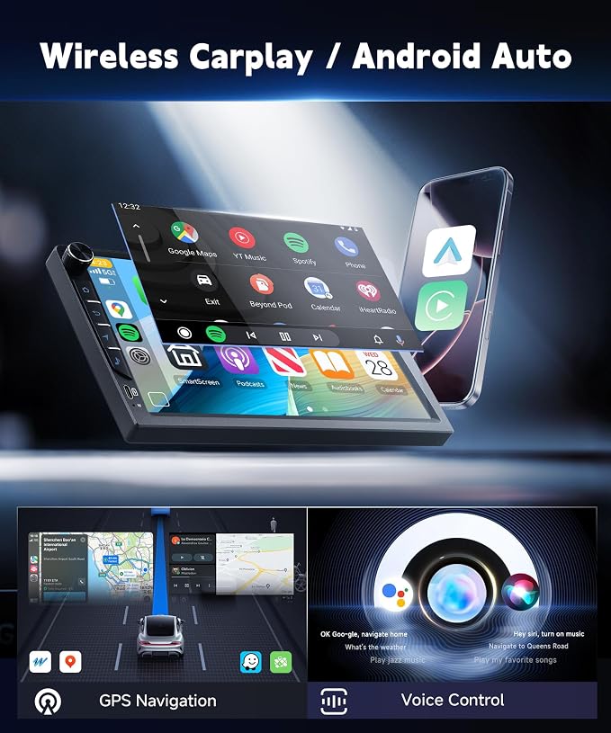 Car Stereo for Honda Civic 2012 2013 2014 2015 [4+64G] with Wireless Carplay & Android Auto, 9 Inch Touch Screen Car Radio for Civic Bluetooth GPS Navigation DSP WiFi FM SWC for Honda Civic Radio