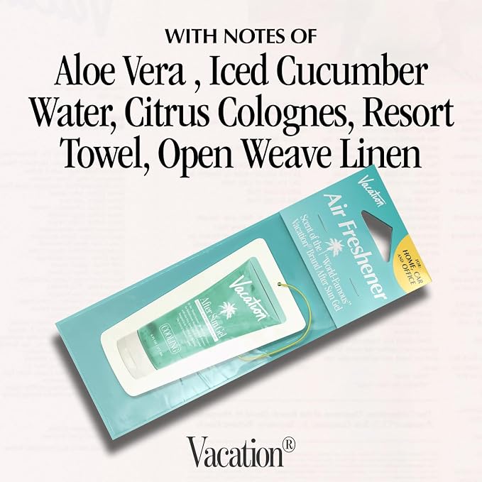 Car Air Freshener, Pack of 3 - Hanging Air Freshener for Car, Home and Office, After Sun Gel Signature Scent, Aloe and Cucumber, Long-Lasting Deodorizer