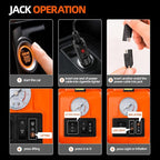 Car Jack Electric Hydraulic Jack 5Ton 155-450mm 3in1 Lift Inflator LED Light 12V Portable Outdoor Home Emergency Tire Change Roadside Rescue Tool