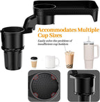 360° Rotatable Car Cup Holder Expander Tray - Adjustable Auto Food Table Desk with Anti-Slip Base, Universal Fit for Front & Back Seat, Holds Snacks, Phones, Drinks (18kg Load Capacity)
